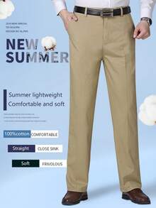 New Autumn Straight-Leg Pants, Loose-Fit Business Trousers For Men, Thin Pure Cotton With A Smooth Drape, Wrinkle-Free, Slim-Fit Professional Autumn And Winter Men's Business Suit Trousers, Formal Straight-Leg Pants. Slim-Fit Commuter Business Casual Trousers, Close-Fitting And Comfortable On The Skin, Machine Washable Without Deformation, Available In Multiple Colors. - 卡其色 - 查看 3