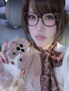 1 pieza Lindo marco de gafas con estampado de leopardo y lazo retro (sin lentes), adecuado para uso diario, viajes, fotografía - Multicolor - Ver 2