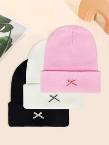 1顶/3顶女士纯色针织帽，饰有可爱蝴蝶结，保暖时尚，适合秋冬季佩戴。 - 單一蝴蝶結 - 查看 24