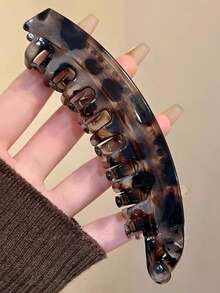 3/1 pieza Pinza de pelo tipo banana de tamaño grande para cabello grueso con estampado de leopardo y caramelo, para otoño/invierno, pinza de pelo vintage para cola de caballo alta, accesorio de cabello elegante para mujer