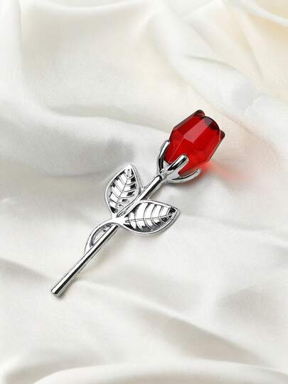 1pc Crystal Rose Gift Box With Silver Rose Leaves - Includes Gift Box, Elegant Mini Rose Bouquet, Romantic Decoration For Valentine's Day, Creative Love Gift, Suitable For Wedding, Anniversary, Bridal Shower, Mother's Day And Valentine's Day, Unique Gift For Her