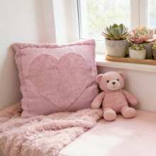 Funda de almohada de San Valentín, funda de almohada decorativa suave con forma de corazón para el hogar, ideal para sofá o dormitorio. - Rosa - Ver 2