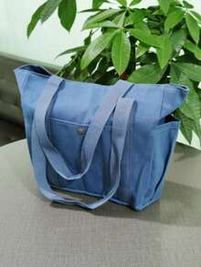 1pc Women Oxford Cloth Tote Bag, Large Capacity Fashion Versatile Shoulder Bag, Work Commute Crossbody Bag, Korean Style