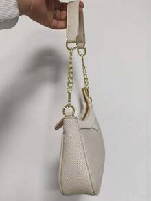 Sac croissant mode minimaliste, sac à bandoulière sous-bras Y2K, petit sac à main avec chaîne, sac à bandoulière/porté travers de couleur unie, sac messenger stylé, sac à main décontracté