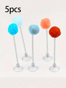 1个随机颜色吸盘逗猫棒，随机颜色强力吸盘猫玩具，毛绒球+弹簧棒棒糖，宠物玩具，适合活跃玩耍，满足猫咪天性，多种款式，适合猫咪，释放猫咪本能