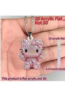 SANRIO 1件装2D项链 - 可爱粉色连衣裙搭配心形吊坠，日常或派对饰品，女孩生日/情人节礼物 - 官方配饰，时尚饰品，闪亮水钻，吊坠，可爱魅力，卡哇伊爱好者 - 彩色 - 查看 10