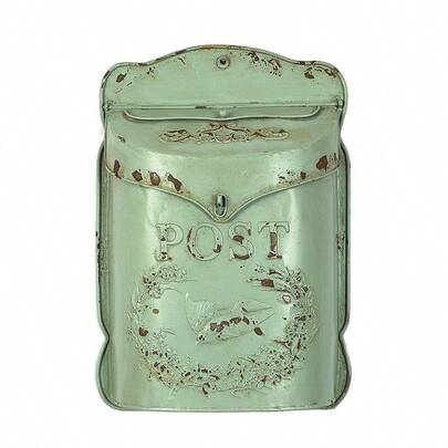 Aqua Embossed Tin Letter Box