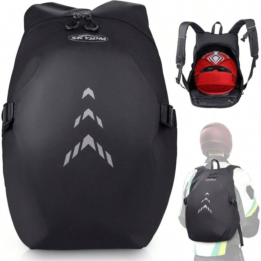 Mochila de motocicleta para hombre de gran capacidad impermeable para hombre con bolsillo para laptop talla grande - como en la foto - Ver 1