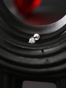 SereneSpark 1pc Moissanite Star Stud Earrings, 925 Sterling Silver, Hypoallergenic, Flat Back Cartilage Earrings, 18K White Gold Plated, Suitable For Daily Wear, Wedding, Party, Engagement, Exquisite Jewelry - White Gold - View 2