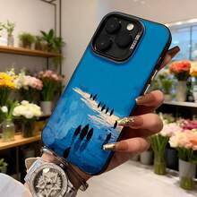 Elegante Funda Azul para iPhone con Estampado de Pingüino en Hielo y Texto CASETTO, Ideal para Uso Diario y Ocasiones Especiales, Aplicable a Teléfonos de las Series Apple y Galaxy - Blanco - Ver 6
