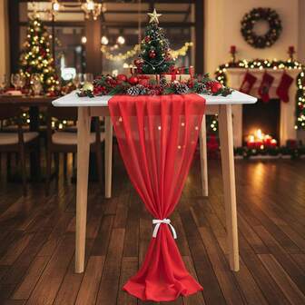 1 pieza 30 cm * 300 cm / 40 cm * 400 cm Cortina de arco de boda roja, tela de gasa transparente para cortina de arco de boda, adecuada para fondo de fiesta, al aire libre, boda, fiesta, ceremonia de la iglesia, decoración de mesa de comedor