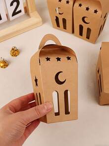 5个/套棕色牛皮纸礼盒，饰以月亮和星星图案，牛皮纸礼品包装盒，适用于婚礼、生日派对回礼装饰，也适合节日、派对、斋月礼物、情人节、母亲节礼物、日常使用、节日礼物、生日、毕业典礼、返校节礼物等场合。 - 彩色 - 查看 10