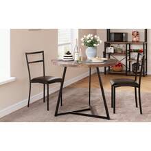 Juego de Comedor Redondo Rústico para 2 - Mesa y 2 Sillas Acolchadas, Ideal para Cocinas Pequeñas o Desayunadores (Color Café Rústico) - Marrón - Ver 8