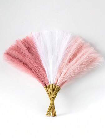 33 יחידות דשא ערבה מלאכותי 55 ס"מ/21.65 אינץ' פרחים מלאכותיים רכים ורודים, לבנים, ורוד עמוק בצבעים מלאכותיים קנים דשא ערבה מלאכותי לעיצוב בית חווה, לעיצוב בוהמי, פרחים מלאכותיים דשא ערבה מזויף, קישוט חדר אגרטלים, קישוטי מרכזי חתונה, יום האהבה