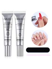 Saviland 10g Semi-Solid Nail Gel, Includes 10ml Quick Removal Liquid, Suitable For Nail Stickers, No UV Lamp Needed, Lasts 30 Days, Quick And Easy Removal, No Curing Required, Professional Nail Salon Home Use Tool Kit - 10g - View 1