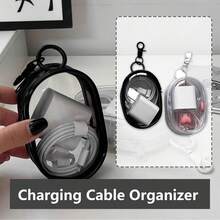 حقيبة تخزين شاحن محمول مقاوم للماء، جراب شفاف صلب صغير مزود بسحاب، منظم كابلات الشحن، ملحق سفر موفر للمساحة - متعدد الألوان - مشاهدة 5