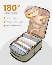 LOVEVOOK Travel Backpack For Women & Men With Waist Strap,40L 50L Carry On Backpack Luggage Travel Essentials Flight Approved, Personal Ltem Travel Bag Weekender Daypack With 3 Packing Cubes - 豆綠色 - 查看 9