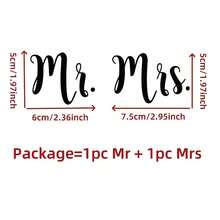 1 Set Gold/Black "Mr. & Mrs." Stickers, Elegant Calligraphy Self-Adhesive Crystal Stickers Suitable For Champagne Glasses, Bridesmaid & Groomsman Gifts, Wedding Table Decor - Fashionable Design, One-Time Use For Anniversary Decoration