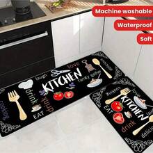 Multi-Size Non-Stick Kitchen Mats, Non-Slip Absorbent Memory Foam Mats, Soft Waterproof Cushioning Pads, Hallway, Living Room And Bedroom Carpets, Kitchen, Hallway, Bathroom, Sink, And Machine Washable Quick-Dry And Machine Washable - Multicolor - View 7