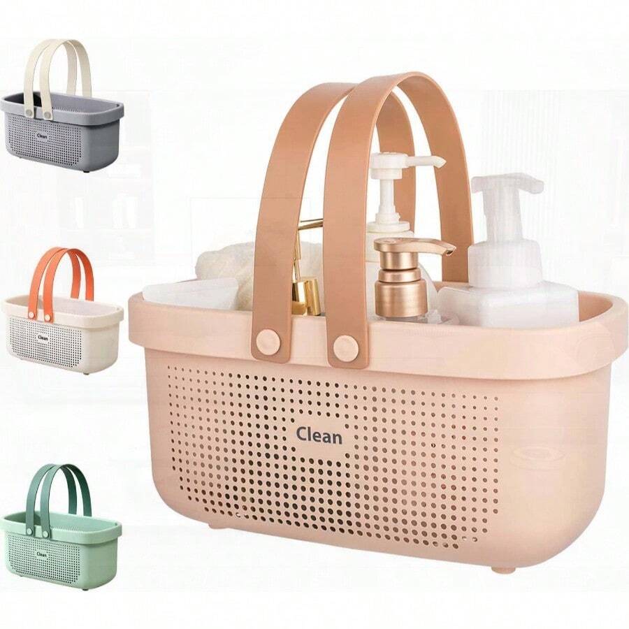 Cesta De Almacenamiento De Ducha Portátil De PlásticoCesta De Almacenamiento De Plástico Con Asa Adecuada Para Baño Cocina Dormitorio Gimnasio Rosa 31.5x17.8x15.6cm - Rosa 315x178x156cm - Ver 1