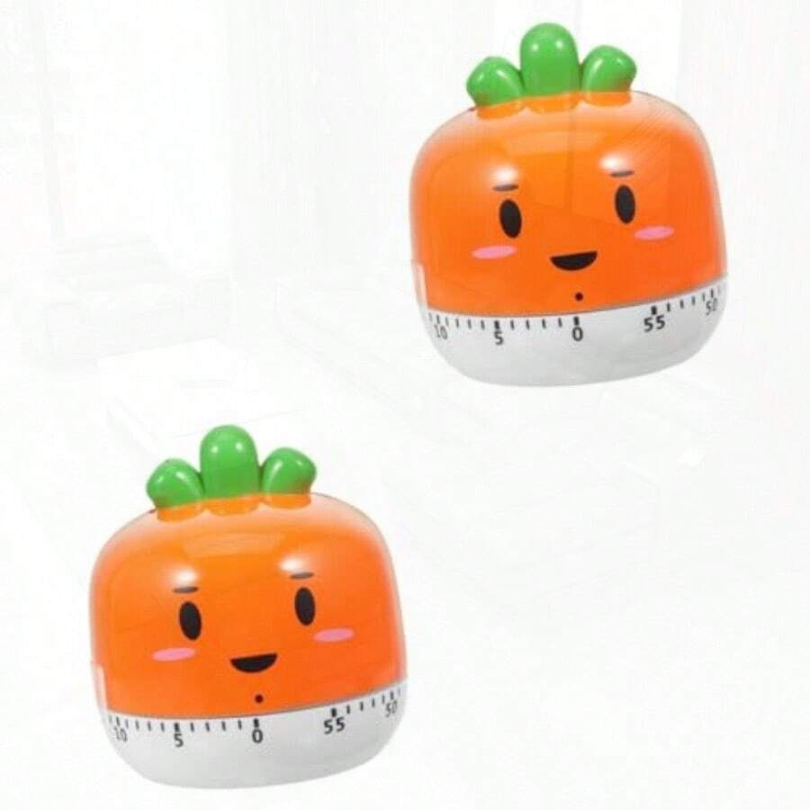 ABOOFAN 2 Piezas Temporizador para niños Egg Timer Temporizador de Cuenta Herramientas manuales Adorable Temporizador de Cuenta Regresiva Cepillo de Dientes para niños Zanahoria - comosemuestra - Ver 1