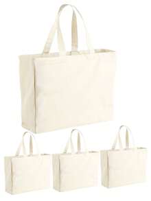10PCS/1pc Travel Portable Multi-Functional Canvas Bag, Large Capacity Shopping Travel Tote Bag, Reusable Daily Shopping Bag, Portable Foldable Canvas Bag, DIY Paintable One Shoulder Canvas Tote Bag, Canvas Handbag, Student Tote Bag, Perfect For Beach, Travel Canvas Tote Bag, Suitable As Christmas Gift For Her - Multicolor - View 5