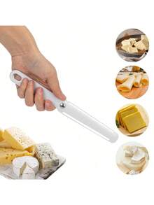 1个手持式双面钢丝奶酪切片器，黄油切割工具，适用于切达干酪、格鲁耶尔干酪、马苏里拉干酪块，奶酪线切割器，双面不锈钢黄油切片器，厨房切割工具，适用于厚薄奶酪，可用于制作熟食拼盘、三明治和小吃。 - 彩色 - 查看 1