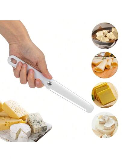 1 st handhållen dubbelsidig osthyvel av ståltråd, smörskärverktyg, lämplig för cheddar-, gruyère- och mozzarellaostblock, ostskärare, dubbel smörskärare i rostfritt stål, köksskärverktyg, lämplig för tjock och tunn ost, kan användas för att göra charkuteribrädor, smörgåsar och snacks.