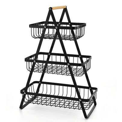 3-Tier Countertop Fruit Vegetable Basket - Multifunctional Kitchen Storage Organizer