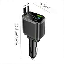 Cargador de coche de carga rápida con cable de datos retráctil y pantalla digital, compatible con iPhone - A - Ver 6