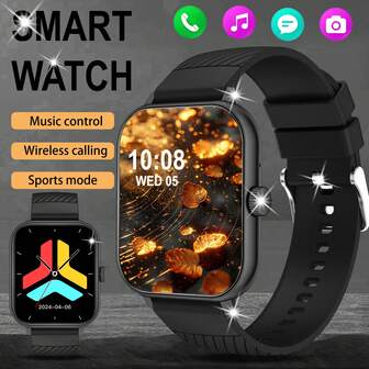2025 Latest Fashion 1.83" Silicone Strap Full-Screen Touchscreen Outdoor Sports Smart Bracelet For Men & Women, Wireless Call, Call Reminder/Reject, Message Notification, Pedometer, Wireless Music, Multiple Sports Modes, Suitable As Birthday, Holiday, Graduation, Halloween Gift For Couples, Elders, Friends, Classmates
