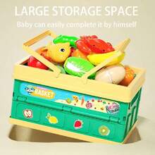 Juego de Comida de Juguete para Niños - 38 Piezas con Canasta Plegable, Frutas y Verduras Cortables, Regalo Educativo para Cumpleaños,37057208 - Multicolor - Ver 5