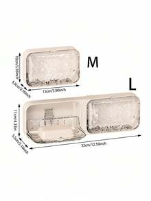 Wall Mounted Double Layer Plastic Soap Dish, No Drill Bathroom Storage Box With Iceberg Pattern Design, Suitable For Soap, Bar Soap, Body Wash And Other Bathroom Items Home Bathroom Decor Fall Decor Back To School - Multicolor - View 4