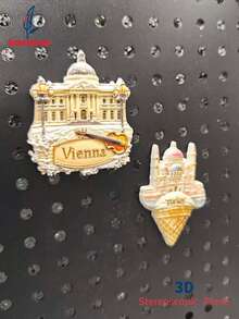 1pc 3D World Landscape Fridge Magnet - Vienna Palace & Turkish Ice Cream Castle, World Travel Souvenir Collection, Personalized Travel Memento Magnetic Fridge Sticker, Home Decor, Kitchen, Room, Office, Cabinet Craft Gift, Holiday Souvenir - Multicolor - View 8