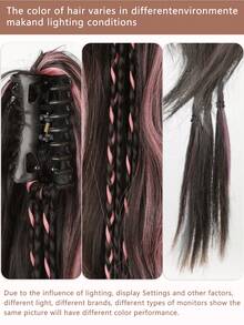 24 Inch High Ponytail Clip-On Synthetic Hair Ponytail, Ombre Braided Ponytail Extension - Multicolor - View 5
