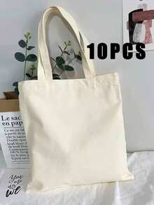 10件套 - 1个便携式多功能帆布手提袋，大容量购物旅行手提包，可重复使用的日常购物袋，可折叠帆布袋（适用于DIY绘画），肩背帆布手提袋，可重复使用的手提包，帆布手提袋，适合日常使用和旅行，多隔层学生手提包，非常适合海滩，旅行帆布手提袋，理想的圣诞礼物 - 彩色 - 查看 21