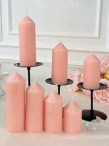 40小时燃烧时间，法式浪漫粉色尖齿轮圆柱形大豆蜡香氛蜡烛，无烟蜡烛，是家居装饰、派对、疗愈、冬季、女性礼物的理想之选。 - 粉色 - 查看 3