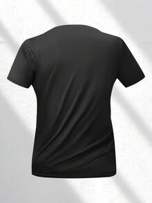 Men's Summer Outdoor Solid Color Minimalist Sports T-Shirt, Lightning Print, Breathable And Comfortable Fabric, Suitable For Running, Fitness, Outdoor Activities And Daily Wear - Black - View 4