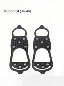 1双户外徒步5/8齿冰爪防滑鞋套，适用于雪地靴，轻便防滑，男女通用，耐用钢钉，适合老年人、徒步旅行者和冰上行走，防止滑倒 - 黑色 - 查看 8