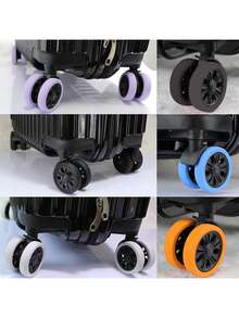 8pcs/16pcs/1pc Luggage Wheel Covers, Office Chair Wheel Covers, Portable Luggage Wheel Protective Covers, Colorful Silicone Luggage Wheel Covers, Luggage Swivel Wheel Covers, Noise-Reducing Wheel Covers, Office Chair Wheel Covers, Travel Accessories, Suitable For Most Luggage Carry-On Wheel Covers, Luggage Swivel Wheel Universal Silent Noise-Reducing Wear-Resistant Caster Covers - Multicolor - View 3