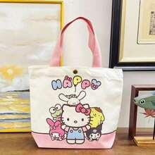 SANRIO 1个卡通帆布手提袋，时尚手提包，适合学生、上班族，多功能收纳袋 - 彩色 - 查看 7