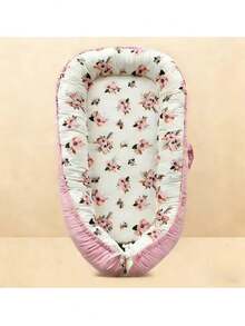 Pink Floral Breathable Removable & Washable Portable Baby Nest Cartoon Car Bionic Infant Bed Travel Crib, Suitable For Baby Boys & Girls 0-1 Years Old - Pink - View 8