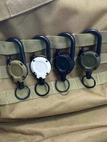 Llavero táctico telescópico con cable de acero - Multifuncional, clip resistente, adecuado para camping y senderismo al aire libre, cordón antiperdi da, con soporte para insignia y tarjeta de identificación. Regalo de Navidad - Multicolor - Ver 7