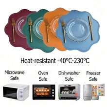 可重复使用的人造革餐垫 2 件装，厨房台面防污保护垫，可水洗易清洁，适用于家居厨房装饰、婚礼和派对。 - 彩色 - 查看 10