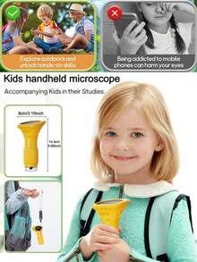 1 Pc Kids Digital Microscope, Mini Pocket Portable Handheld Miniscope For Children'S And Adults, With 1000X 2'' HD Color Screen - 3-Level Adjustable LED Light For All Lighting Conditions