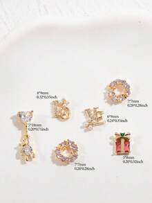 Luxury Romantic Series Crystal Rhinestone LOVE Letter + Heart + Gift Box + Wreath + Deer Nail Art Decoration Set - Elegant Fingertip Decor For Valentine's Day/Wedding Nails - Multicolor - View 8