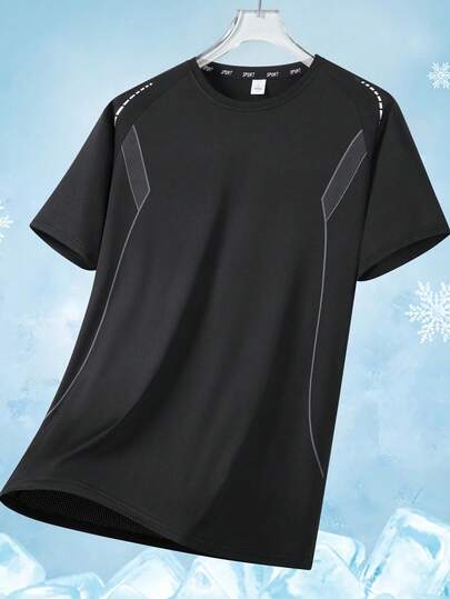 女士网眼拼接运动衫，吸汗速干运动上衣，透气短袖T恤，适合训练和跑步