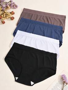 4 Packs Plus Size Women's Underwear | Rib Knit Fabric With Lace Waistband, Multi-Color & Snug Comfort | Ideal For Women's Daily - Multicolor - View 2