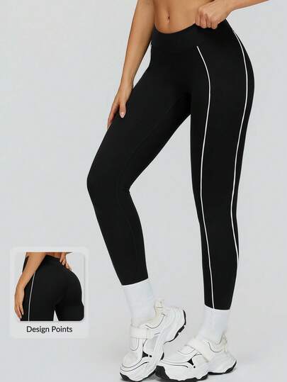 MASKERT Women's Yoga Leggings, Sports Pants, Fitness Pants, Yoga Pants, Running Pants, High Stretch Workout Pants, Comfortable & Skin-Friendly