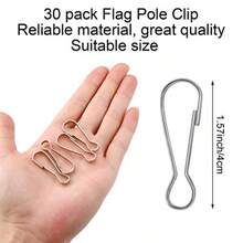 30 piezas de clip para mástil de bandera de acero inoxidable de 40 mm con caja de almacenamiento - Plateado - Ver 2